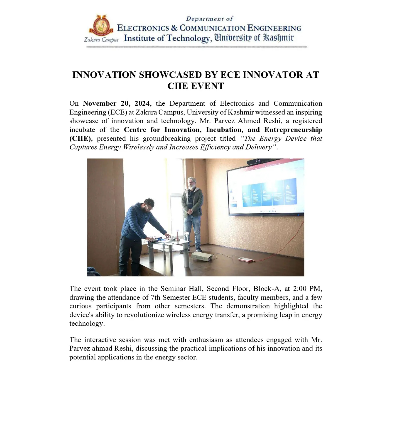 Technology Showcase at the University of Kashmir